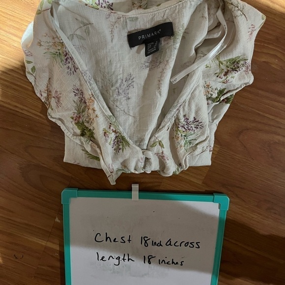 Primark Floral Ruffle Detail Peplum Short Blouse Linen Blend Top Size 4 Boho - Picture 7 of 7
